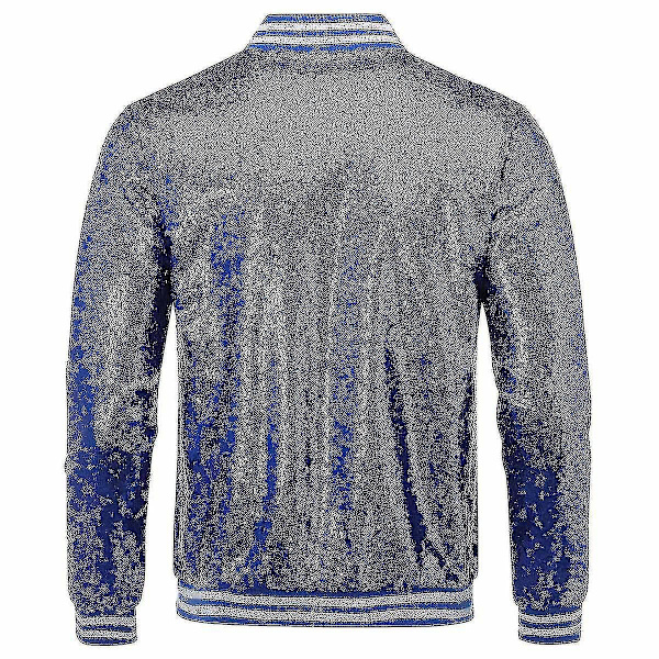 Herre Sequin Fest Bomber Jakke - Moderigtig og Afslappet XL Blå