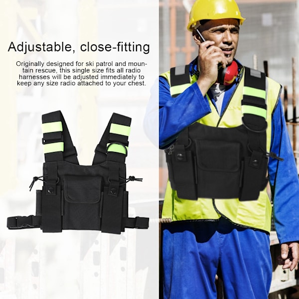 Gult reflekterande band Bröstsele Front Pack Påse case för UV-5R/82/9R/XR