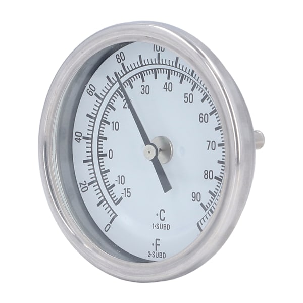 Bimetallisk termometer G1/2 304 rustfrit stål ‑15°C til 90°C 83mm diameter grilltermometer med høj nøjagtighed