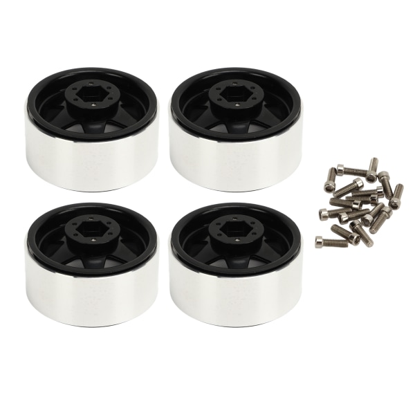 4 stk. Beadlock-hjulfelg forskjøvet ‑8,9 mm metall dype tallerkennav hjulfelger for Axial SCX10 90046 1,9 tommer svart