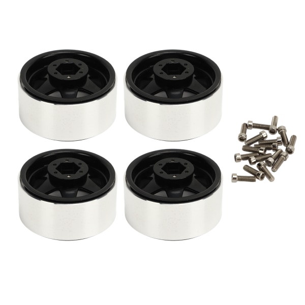 4stk Beadlock Fälg Offset ‑8.9mm Metall Djup Skål Nav Fälgar för Axial SCX10 90046 1.9 Tum Svart