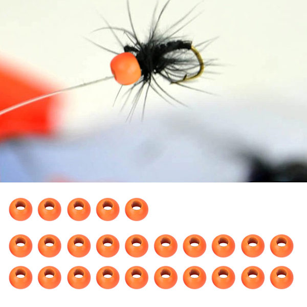25 st flugbindande volframlegeringspärlor Runt nymfhuvud Ball fiskeredskap Orange (3,8 mm)