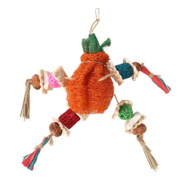 Papegojtuggleksaker för att lindra tristess, rengöra tänder, tuggfasta, säkra, hängande, färgglada, loofah, majs, fågel leksak