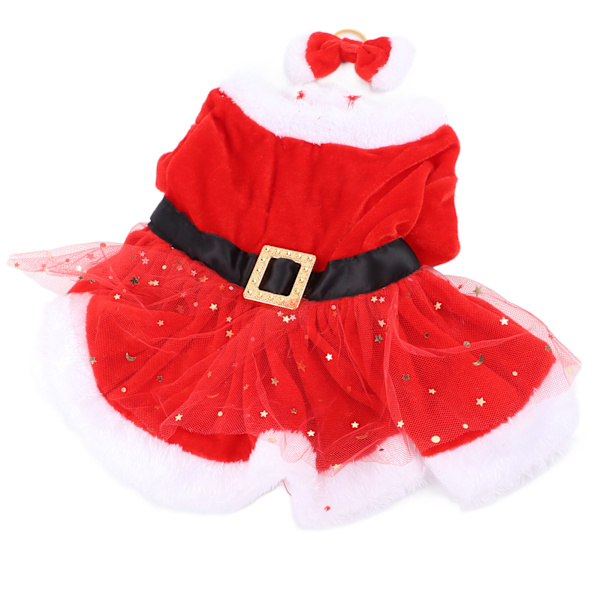 Jul Kostume til kæledyr - Sød Julemandshundekat Jul Tøj med Buehovedbeklædning til Juletemafest Cosplay L