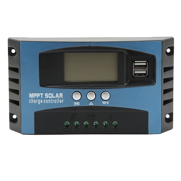 Solar Charge Controller LCD Display 2 USB-udgange Overstrømsbeskyttelse Solpanelregulator 12 24V Selvadaption 100A
