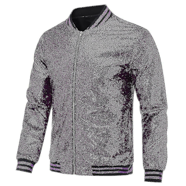 Herre Sequin Fest Bomber Jakke Lilla