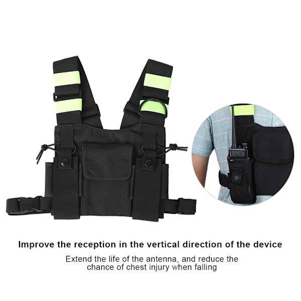 Gult reflekterande band Bröstsele Front Pack Påse case för UV-5R/82/9R/XR