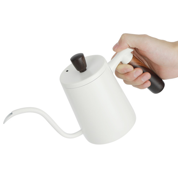 700 ml bärbar kaffekanna i rostfritt stål med lång gåshals och pip för hällning över kaffe, för hem och kafé, vit, 700 ml