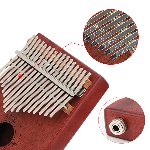 17-tangenter Kalimba mahogny tumpiano musikinstrument med väska och ljudkabel