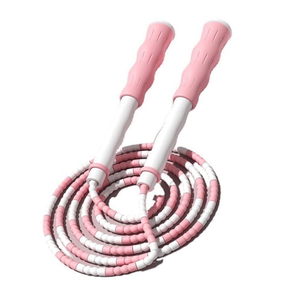 Segmenterat hopprep Justerbart Otrasslade pärlor Flexibel PP-plast hopprep för barn Rosa