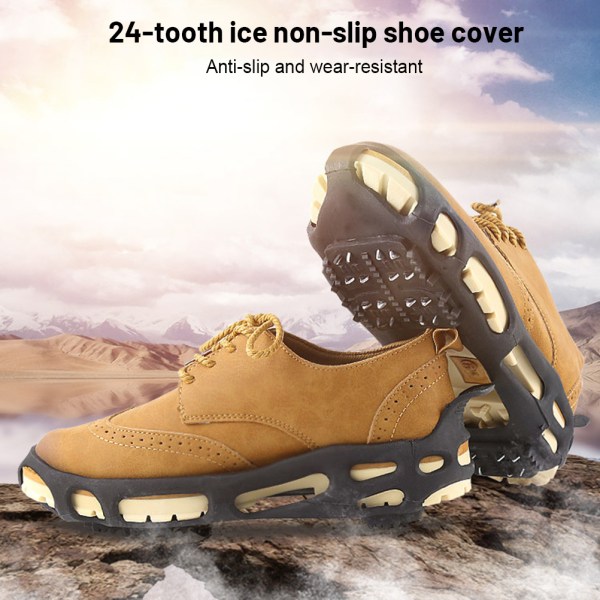 1 pari krampit Ice Traction kiinnikkeet 24 piikkiä liukumattomat TPE-kengät saappaat kahvat vuorikiipeilyyn kävelyyn lumella ja jäällä
