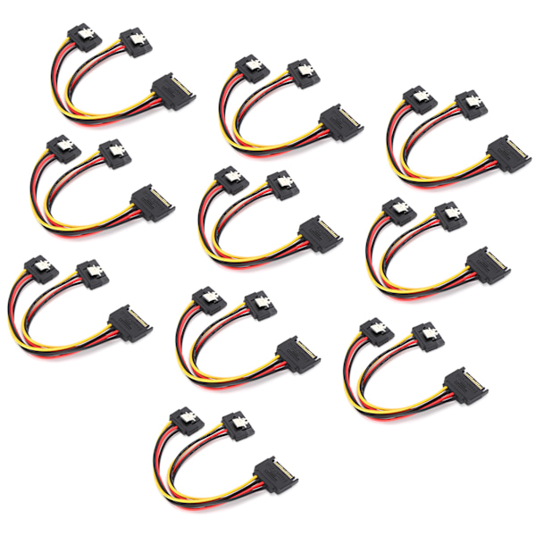 10 kpl SATA- power 15-nastainen 1 uros-2 naarasliitin Virtajohto tiedonsiirtoon