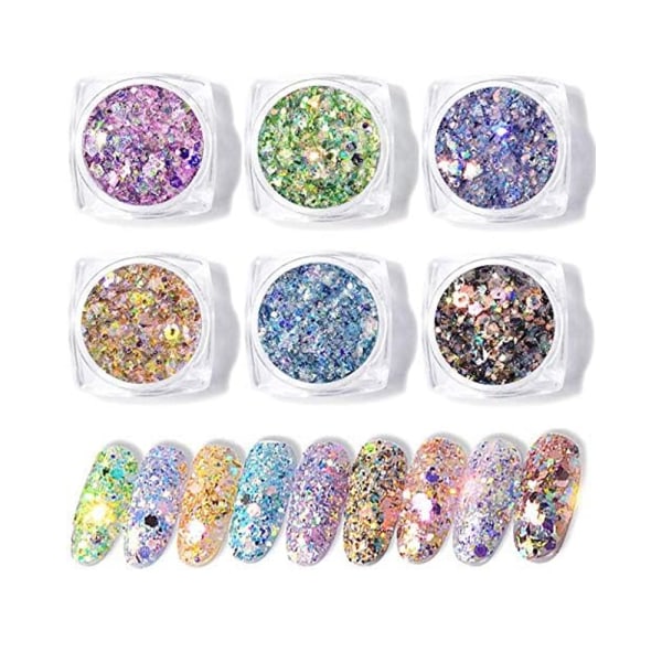 Glitter kynsien koristelu - viisikärkinen tähti ja epäsäännölliset paljetit nail art DJ09