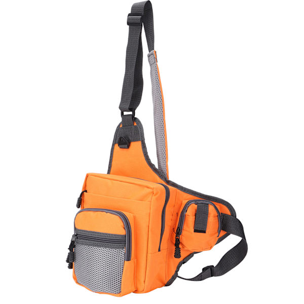 Polyester multifunktionel fiskegrej crossbody taske med justerbare skulderstropper (orange)