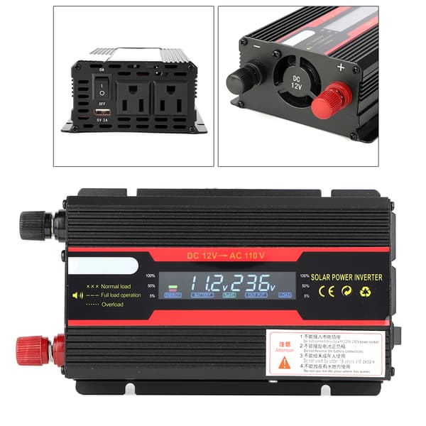 600W Bil Power Inverter Konverter 12V til 110V LCD Display