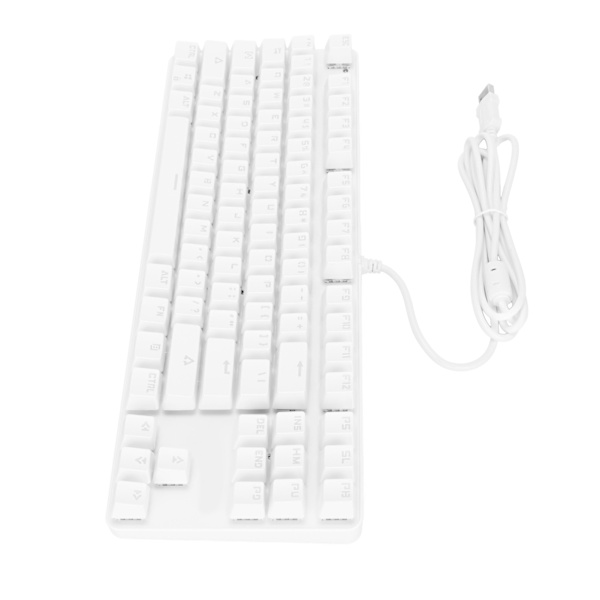 Mekaaninen pelinäppäimistö 87 näppäintä 9 taustavalotilaa Langallinen USB taustavalaistu näppäimistö PC-pelaajille, valkoinen