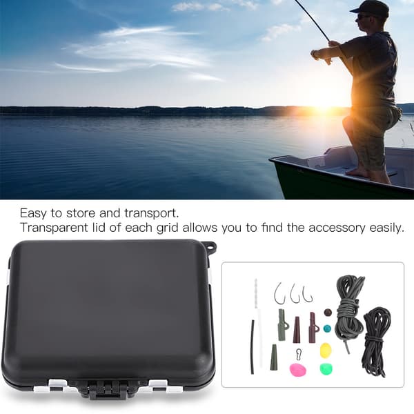 Karpfiskegrejsæske Vægte Clips Maddingnåle Krog Svivel Rig Kit (med maddingnål)