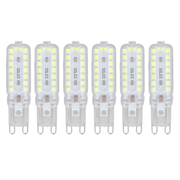 6 kpl G9 LED-lamppua 7W himmennettävä 360° valaistus Vaihtolamppu Seinäpöytäkaapin lamppu Valkoinen valo 110-140V