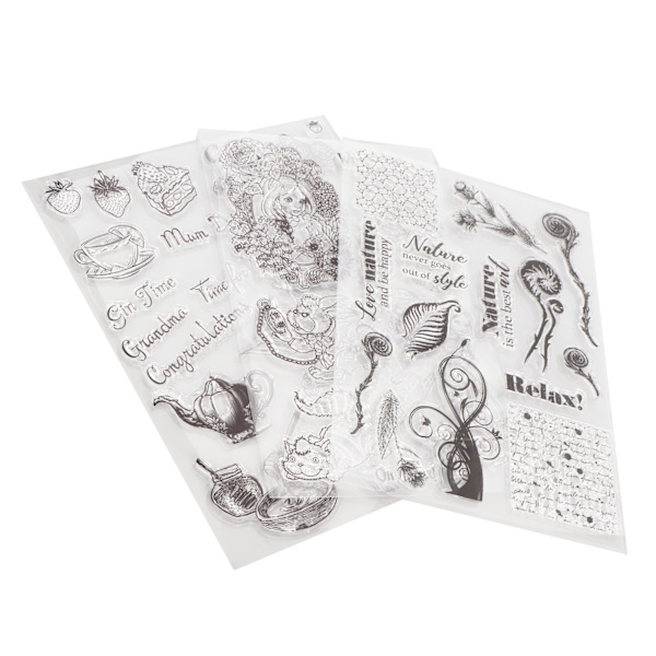 3 stk gjennomsiktig stempel TPR Assorted Styles Hudvennlig Enkel å bruke Klart stempel for kortlaging Scrapbooking