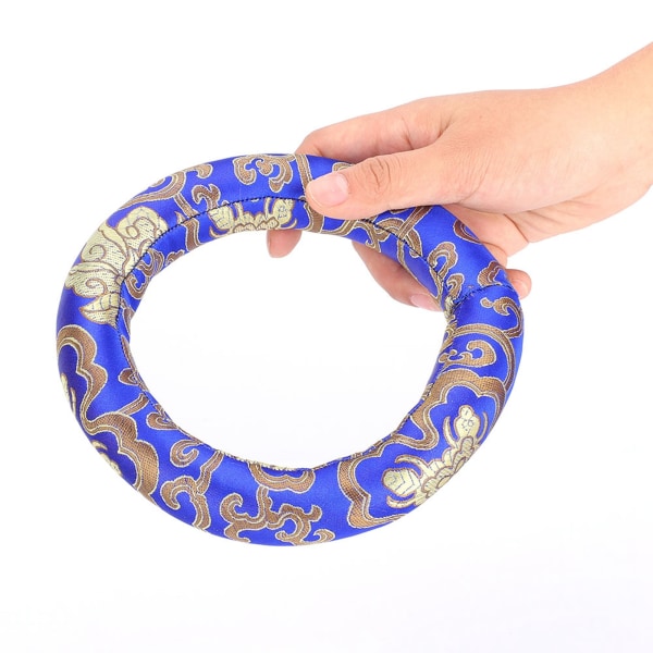 18 cm silkebrokade rund meditationssangskål pude ringpude ((blå)