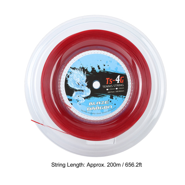 TS 4G 200m spole tennisstrengline polyester tennisstrengshjul til gym sport udendørs rød 1,25 mm
