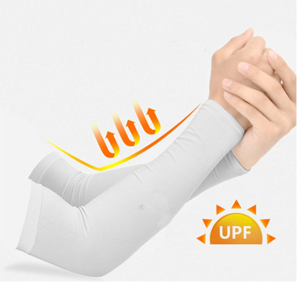 Udendørs Solbeskyttelse Arm Sleeves Hvid Nylon Åndbar Komfortabel Solbeskyttelse til Cykling Fodbold Åbent Design Hvid