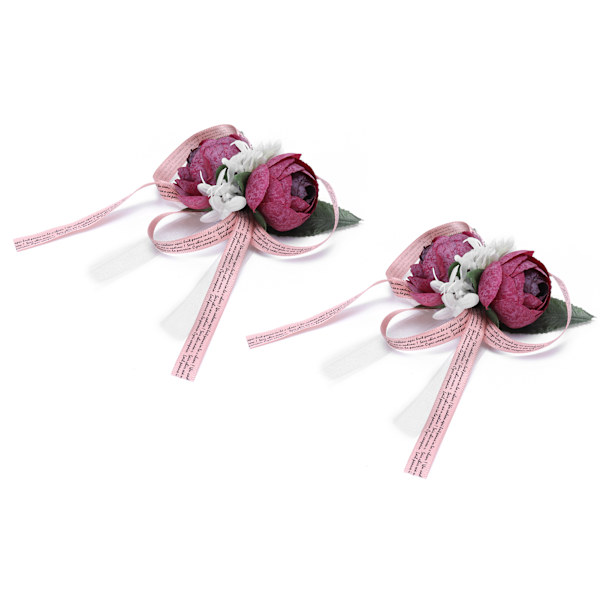 2 stk kunstige håndleddsblomster, innovative brudepikehåndleddskorsett, bryllupsdekorasjon, lilla