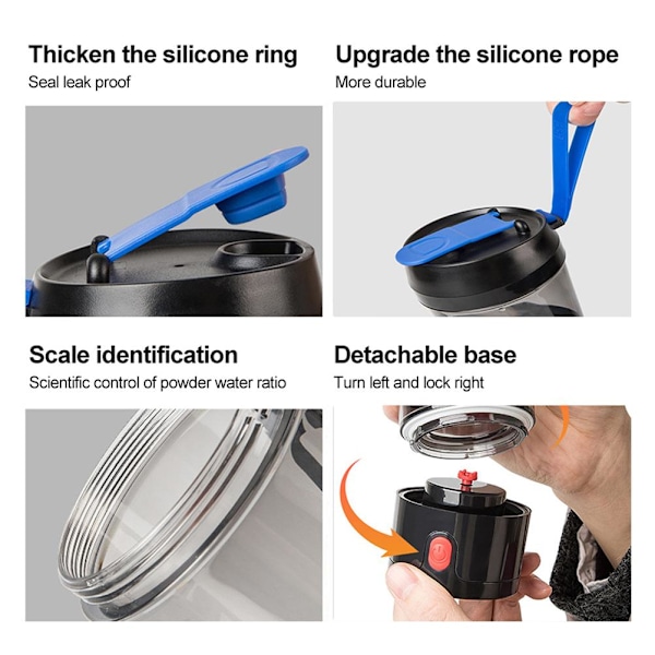 Elektriske Protein Shaker Flasker USB Oppladbar Bærbar Mikserkopp BPA-fri Shakerkopp for Protein Shakes