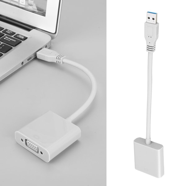 USB 3.0 till VGA-adapterkabel för Win 7/8-system (vit)