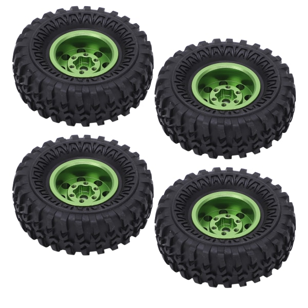 4st 55 mm RC gummidäck Aluminiumlegeringsfälgar med mässingskombinator för Axial SCX24 1/24 RC CarGreen