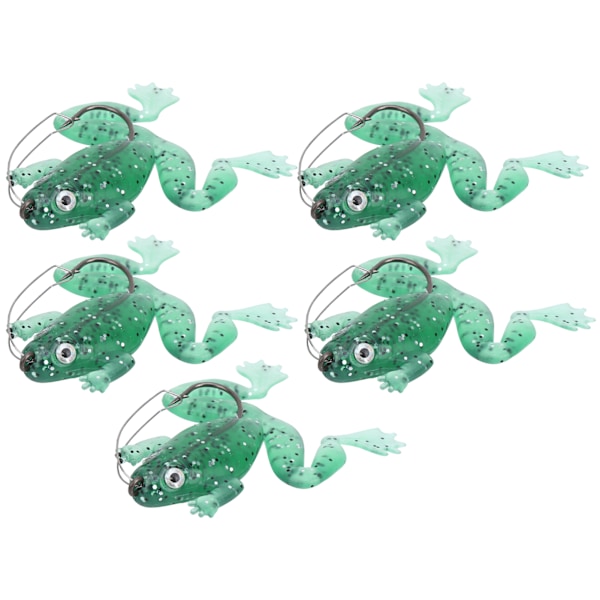 5 Stk Kunstig Simulering Transparent Grøn Enkelt Krog Soft Lure Bait Antihanging