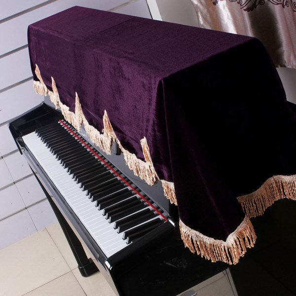 88 Key Piano Halvtäckt Anti Dust Cover Flanelett Piano Cover Fin Frill Edge (lila)