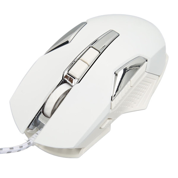RGB Gaming Mouse Multifunktion Ergonomisk 7200 DPI trådbunden optisk spelmus med programmerbara knappar och bakgrundsbelysningsläge Vit
