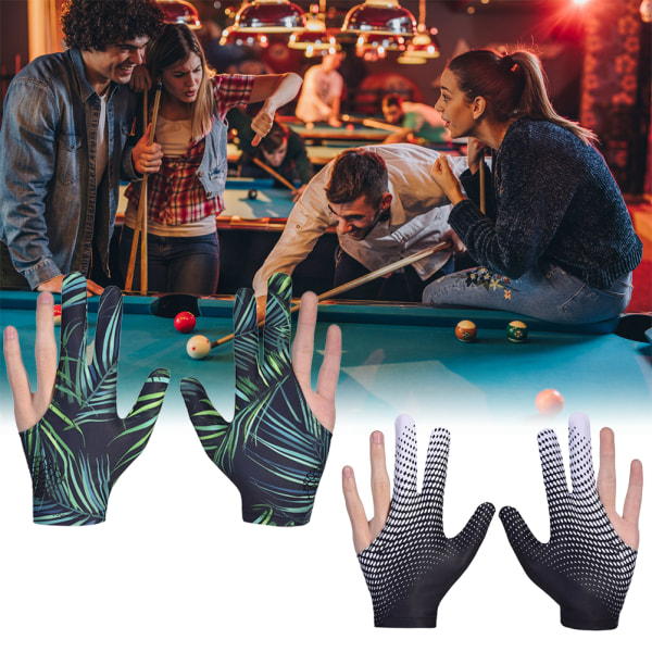 Andningsbara biljardpoolhandskar för vänsterhand 3 fingrar köhandskar Biljardtillbehör Snookerköpoolhandskar med hög elasticitet