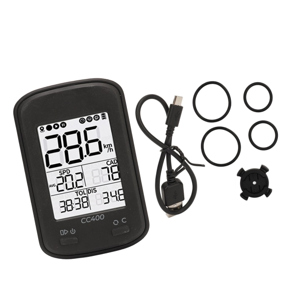 CC400 GPS Cykelcomputer Trådløs Vandtæt Cykel Speedometer Odometer Cykelcomputer med Automatisk Baggrundsbelysning
