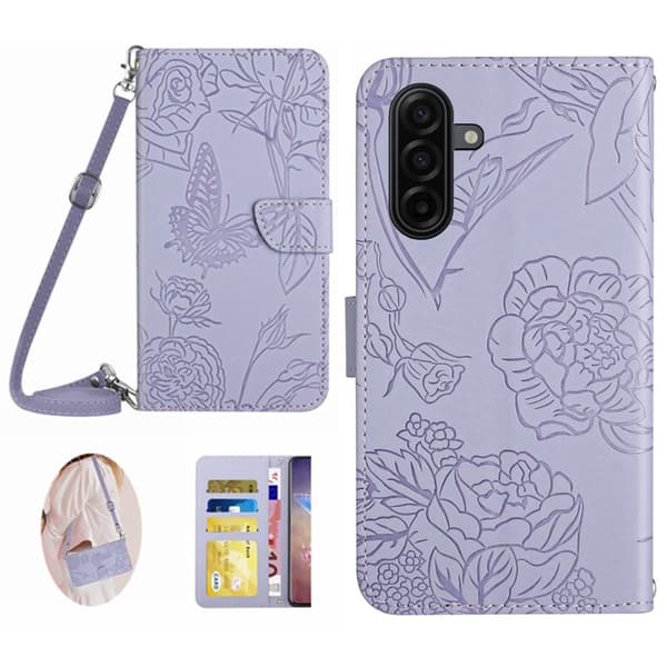 Samsung Galaxy S26 Pro Blomstret Kunstlæder Cover - Lilla