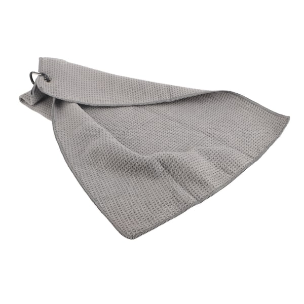 Mikrofiber golfhandduk våffelmönster Fitness svettabsorberande handdukar med karbinhakeklämma för träning Sport Grå