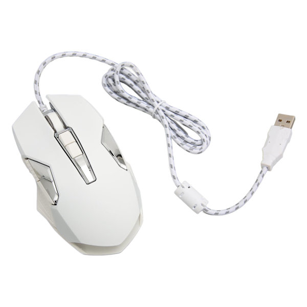 RGB Gaming Mouse Multifunktion Ergonomisk 7200 DPI trådbunden optisk spelmus med programmerbara knappar och bakgrundsbelysningsläge Vit