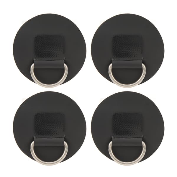 4 stk. D-ring patch PVC rustfrit stål surfboard enkelt lag rund form D-ring pad til oppustelig båd kajak kano sort