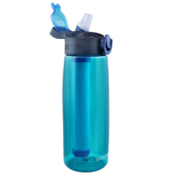 650ml utomhus vattenfilterflaska camping vandringsfilter vattenflaska renare cyan plast vattenkopp