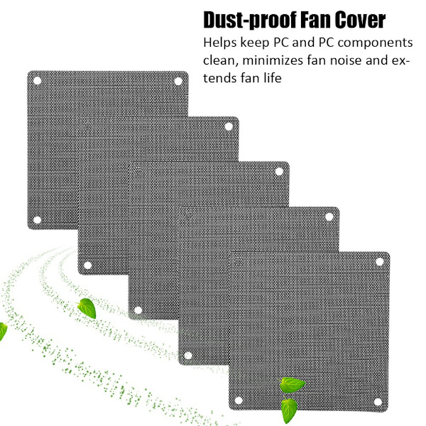 5kpl 12*12cm PC-tietokone PVC-tuulettimen cover Pölytiivis säilytyspussi Musta