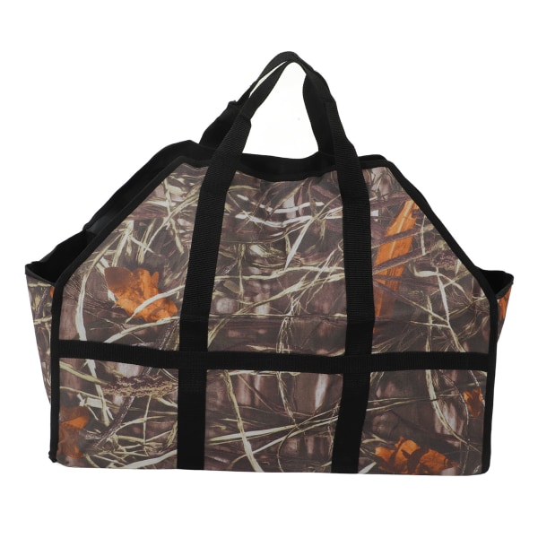 Brændebærerpose med stor kapacitet Oxford-stof træstamme-bærepose med forstærket håndtag bladcamouflage