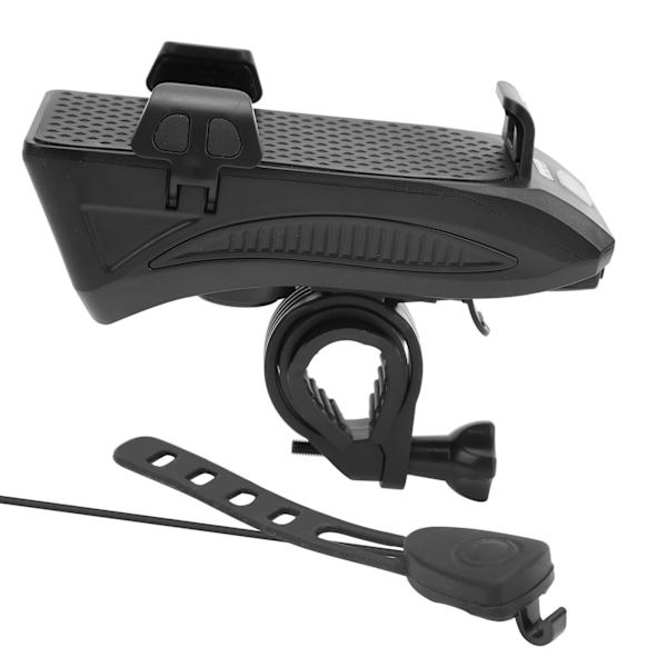 4 i 1 Cykelstyr Forlygte Mobiltelefon Holder med Horn og USB Oplader Sort