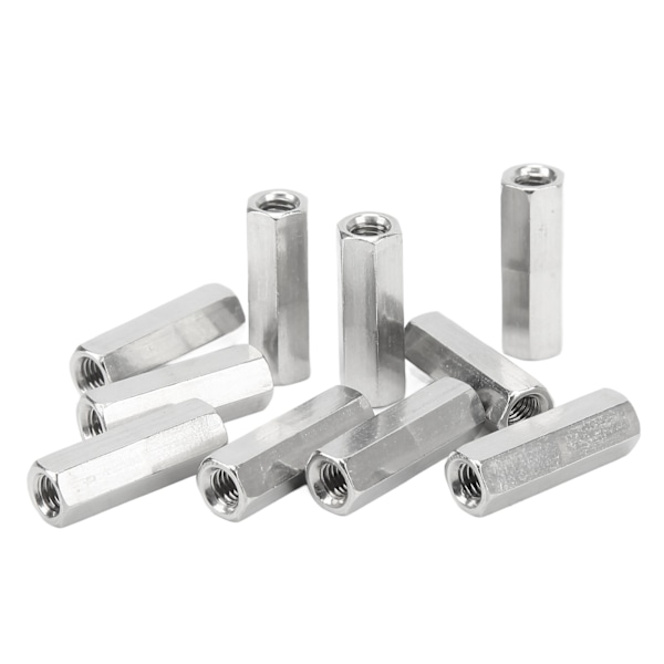 20 stk sekskant koblingsmutter M5x0.8 L25mm rustfritt stål gjengestang koblinger