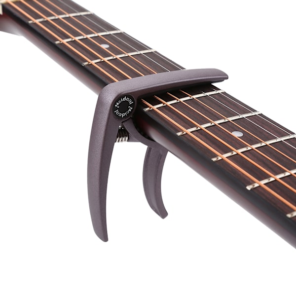 Enkelhånds Quick Change Metal Guitar Capo Clamp for folkeakustiske gitarer mørkebrun