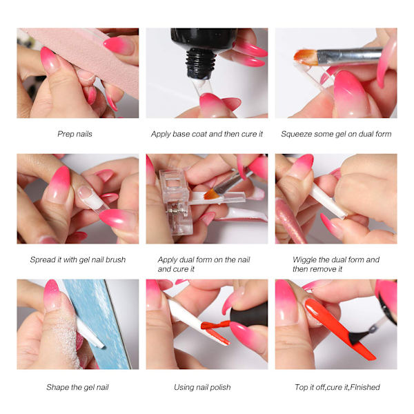 Nail art nagelform blandad 12 stilar pappersfri handförlängning kristall nagelbit transparent nagelfilm 288st A2