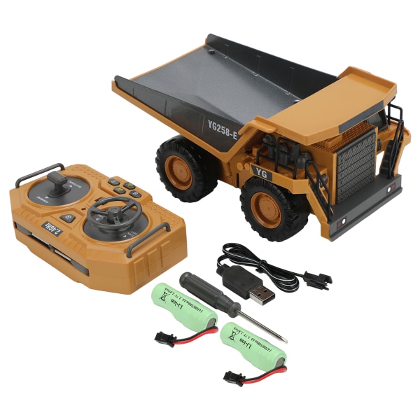 Fjernbetjening dumper 1:24 9CH byggekøretøj elektronisk legetøjsbil til børn 2 stk batteri