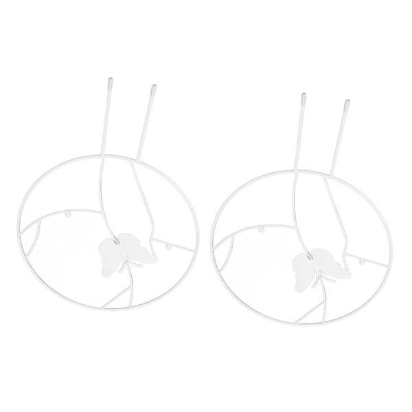 2 stk. Blomsterplante Støttestativ Jern Klatrestativ til Hjem Have Rund Ring Design Hvid