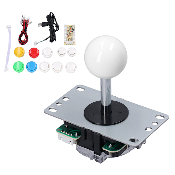 QM070901 Arkadspels Joystick Kit Noll Fördröjning Arkadspel DIY Kit Delar med Encoderkort 10 Knappar Joystick för MAME Blandad Färg (Vit)