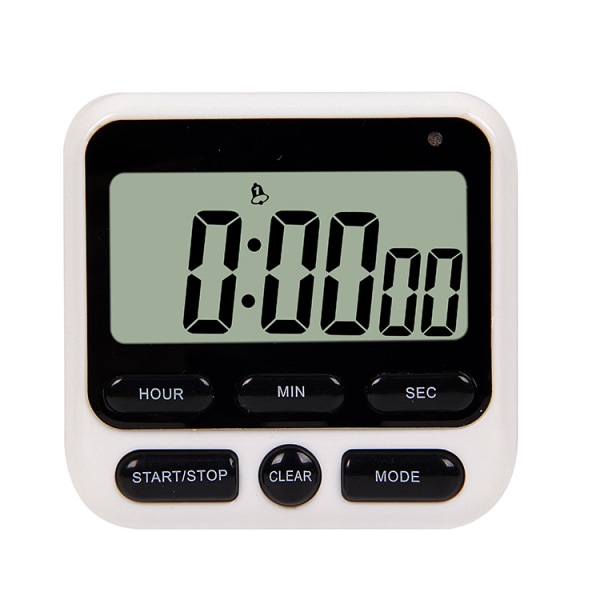 Kjøkken digital timer med lydløs/høy alarmbryter 24-timers klokke og alarmminnefunksjon